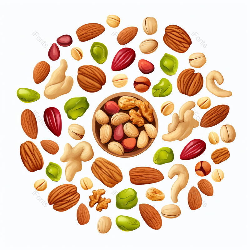 卡通种子和坚果杏仁花生腰果,插画/手绘图,插画/手绘图库,插画/手绘图下载,插画/手绘